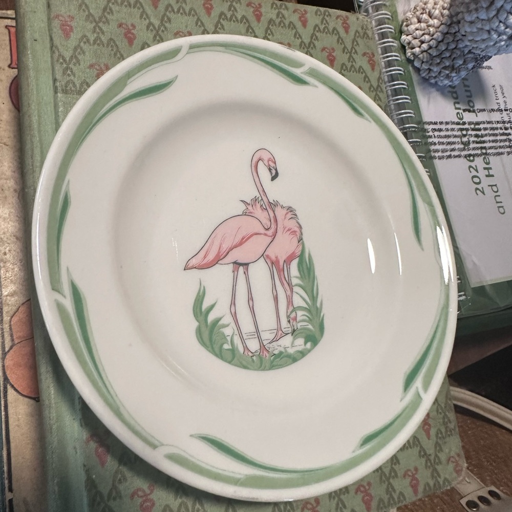 Pink Flamingo Decorative Bread Butter Plate- Mayco Pottery